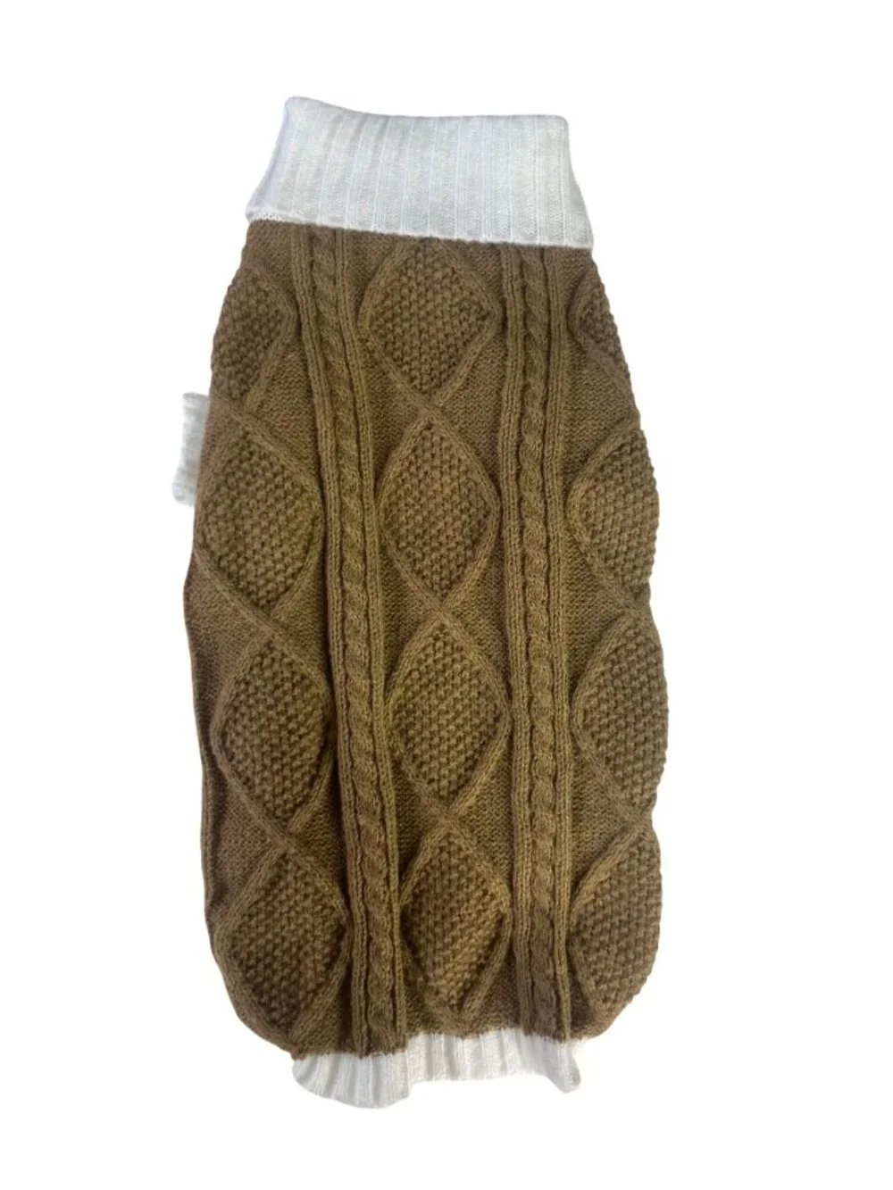 Lorehelina Dog Cable Knit Sweater Large‎ Brown White Large New Warm Pet Apparel